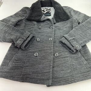 Sebby Gray Faux Fur Collar Peacoat Size Large